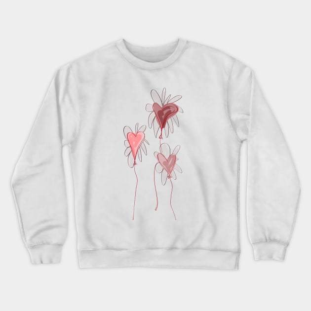 Flower heart balloons Crewneck Sweatshirt by Liva Kemers